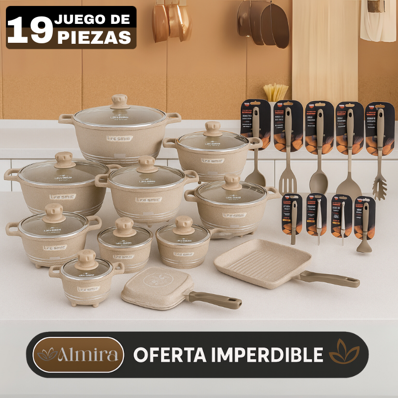 Conjunto de Ollas de Cerámica 19 Piezas Antiadherentes [ÚLTIMAS UNIDADES]